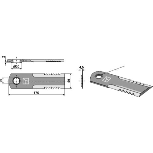 LS06-CPP-042 - Cuchilla para picador de paja - Adaptable para Case / Massey Ferguson