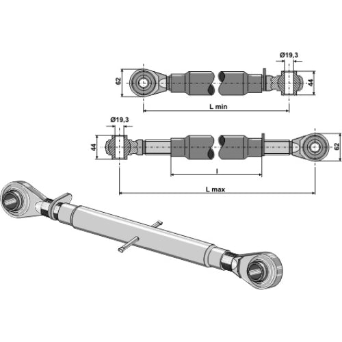 Tercer punto con rótula templada - M27x3 - LS13-TRT-034