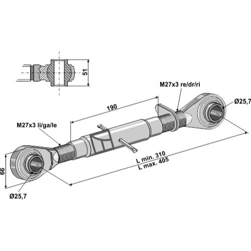 Tercer punto con rótula templada - M27x3 - LS13-TRT-042