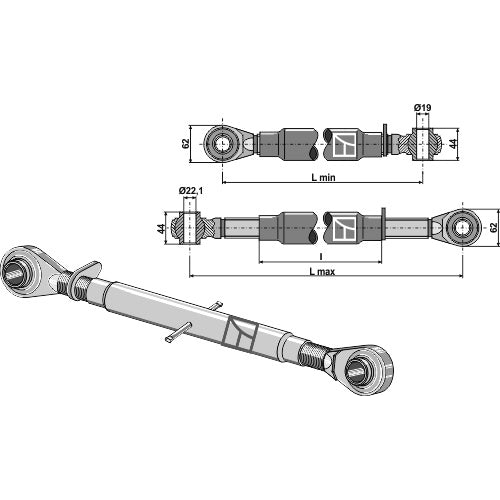 Tercer punto con rótula templada M30x3-5 - LS13-TRT-076