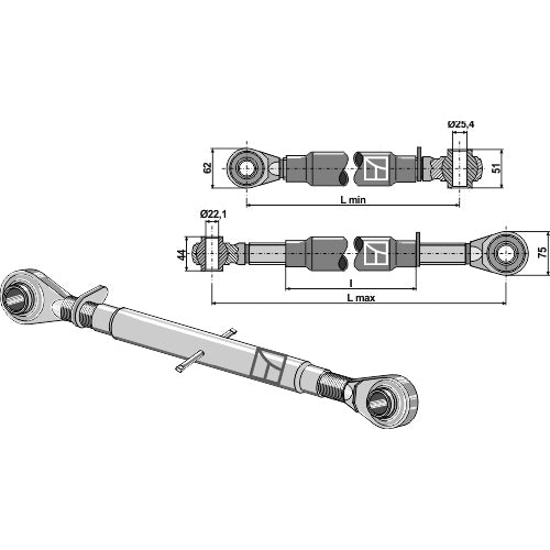 Tercer punto con rótula templada M30x3-5 - LS13-TRT-082