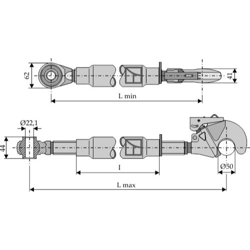 Tercer punto con enganche rápido rótula templada M30x3-5 - LS13-TRT-091