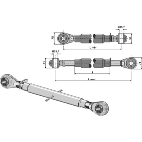 Tercer punto con rótula templada M30x3-5 - LS13-TRT-112
