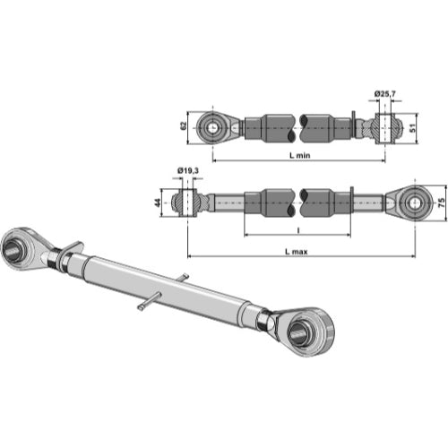 Tercer punto con rótula templada  M30x3-6 - LS13-TRT-141