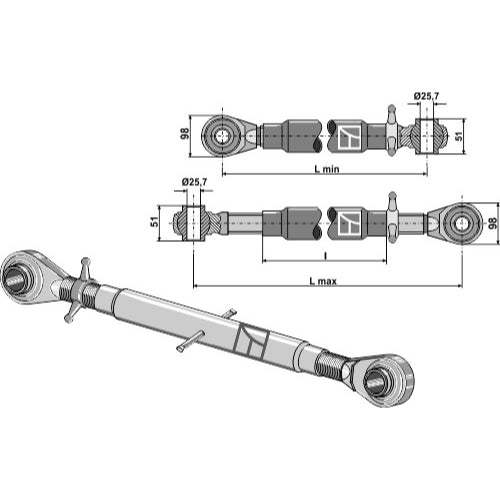 Tercer punto con rótula templada M36x3 - LS13-TRT-147