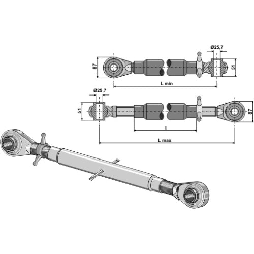 Tercer punto con rótula templada M36x3 - LS13-TRT-159
