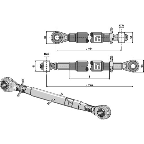 Tercer punto con rótula templada M36x3 - LS13-TRT-163