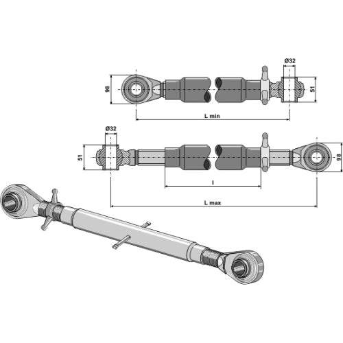 LS13-TRT-170 - Tercer punto con rótula templada M36x3