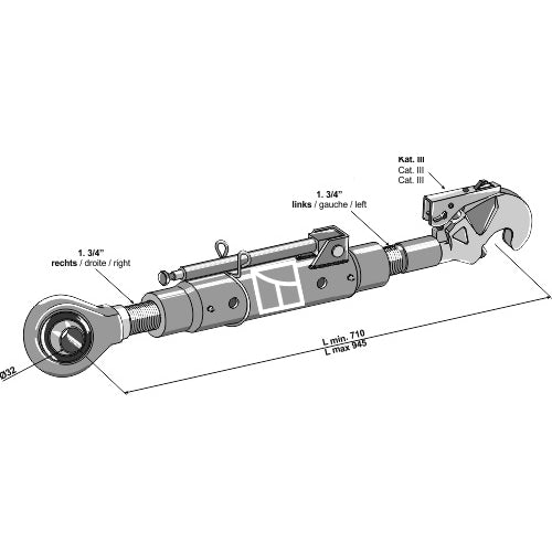 LS13-TAA-015 - Tercer punto completo - Adaptable para Case / Massey Ferguson