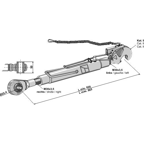 Tercer punto completo con rótula articulada - Ø25-4 - LS13-TAA-033