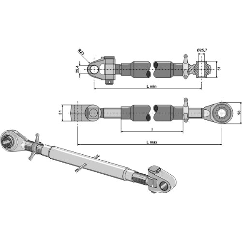 Tercer punto con rótula articulada y templada  M36 x 4 - LS13-TAA-086