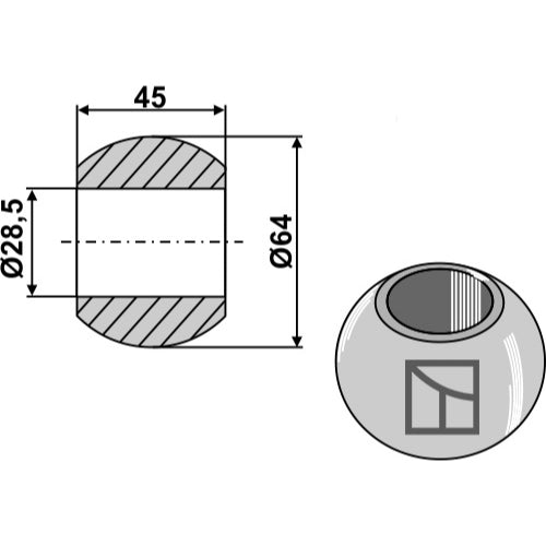 LS13-RCQ-004 - Rótula para enganche de barra inferior - Cat. III - II