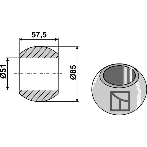 LS13-RCQ-019 - Rótula para enganche de barra inferior - Cat. IV
