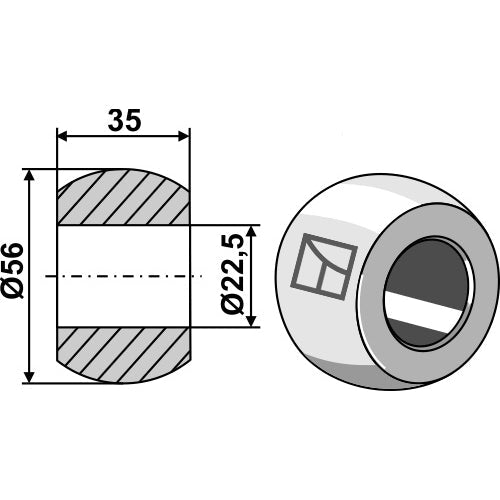 LS13-RCQ-025 - Rótula para enganche de barra inferior - Cat. II - I