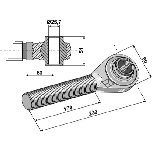 LS13-RTP-051 - Rótula roscada M40 x 3