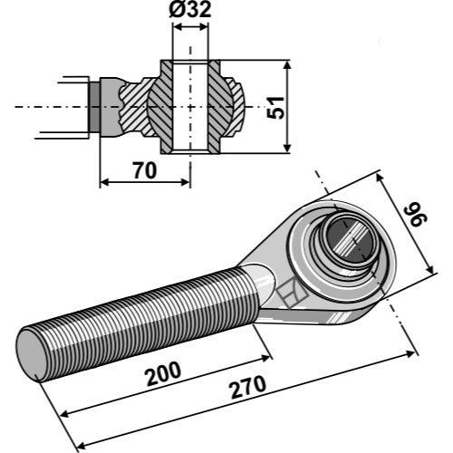 Rótula roscada M40 x 3 - LS13-RTP-053