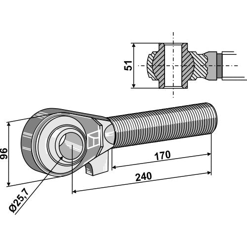 Rótula roscada M42x3 - 170 - LS13-RTP-058