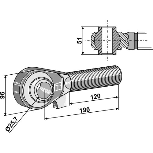 Rótula roscada M42x3 - 120 - LS13-RTP-065