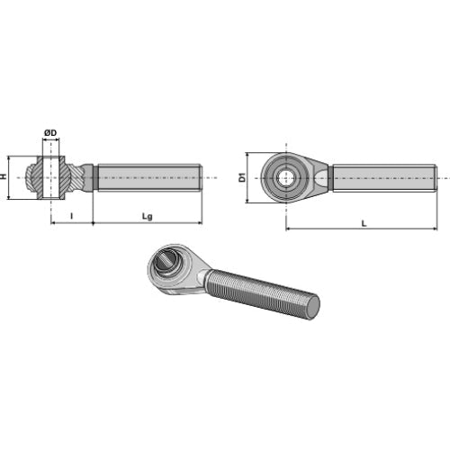 Rótula roscada templada para tercer punto M 24 x 3 - LS13-RTP-076