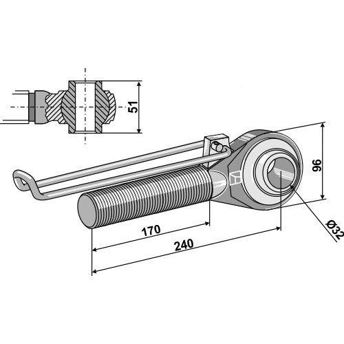 Rótula roscada M42x3 - 170 - LS13-RTP-109