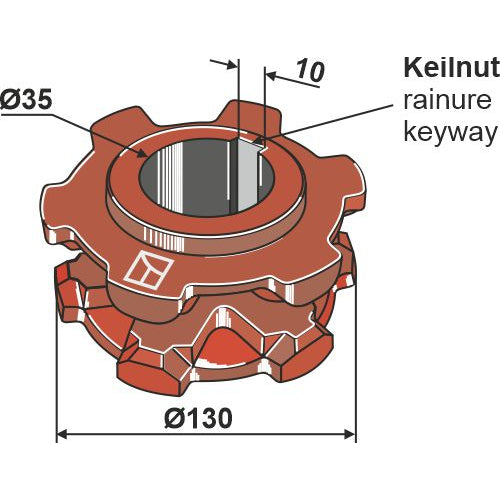 LS10-PIN-023 - Piñón - Ø 130 - Adaptable para Hagedorn