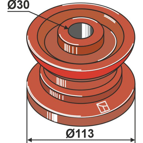 LS10-PGU-007 - Polea de guía 113 x 30 - Adaptable para Fristein