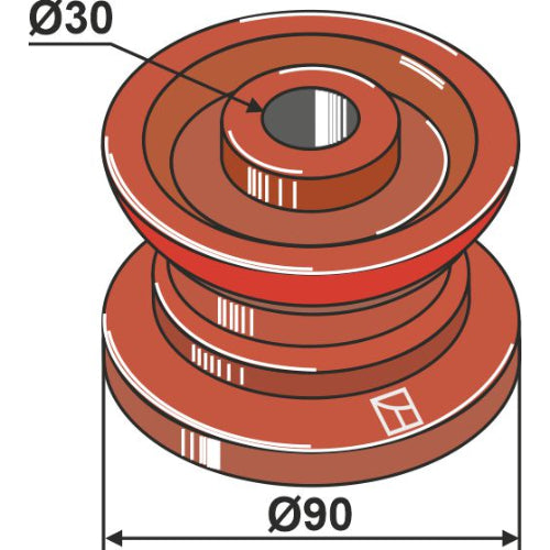 LS10-PGU-013 - Polea de guía 90 x 30 - Adaptable para Krone