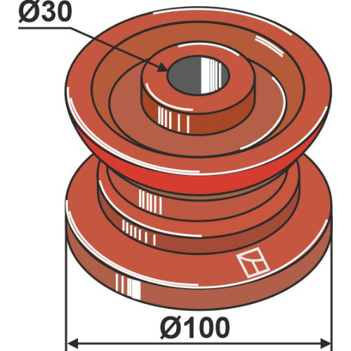 LS10-PGU-023 - Polea de guía 100 x 30 - Adaptable para Strautmann