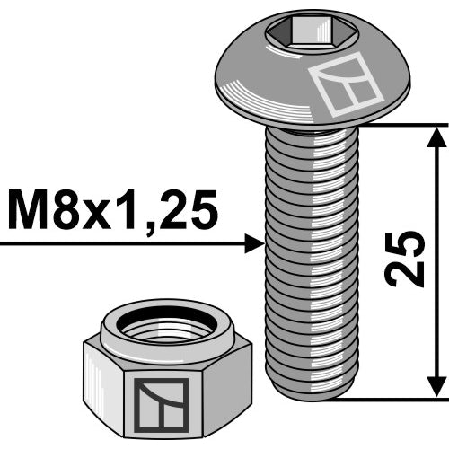 LS07-ELF-057 - Tornillo "Allen" de cabeza abombada con tuerca