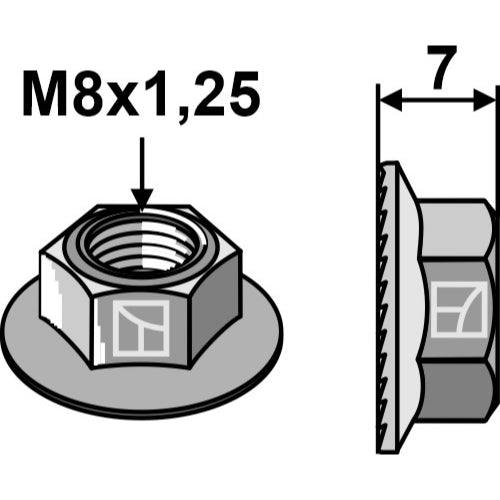 LS07-ELF-068 - Tuerca hexagonal con brida - M8x1,25