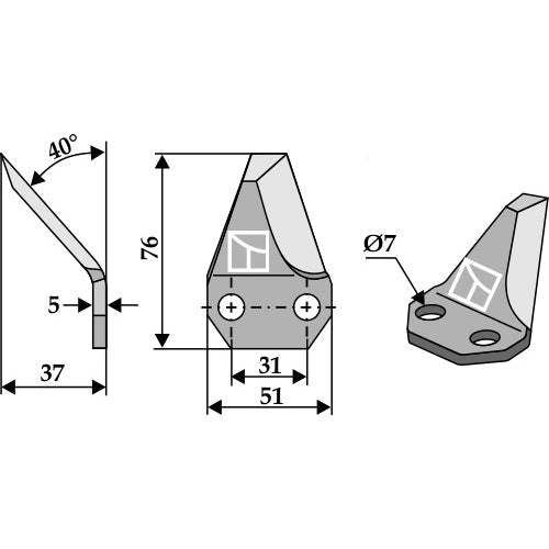 Cuchilla para carro mezclador de forraje - dcha - LS07-CMF-045