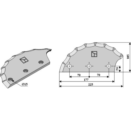 LS07-CMF-096 - Cuchilla para carro mezclador de forraje - izda - Adaptable para Sgariboldi