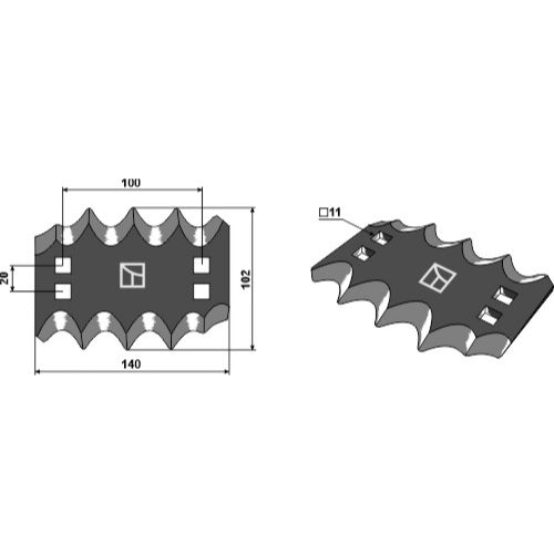 LS07-CMF-158 - Cuchilla para carro mezclador de forraje - izda - Adaptable para Faresin