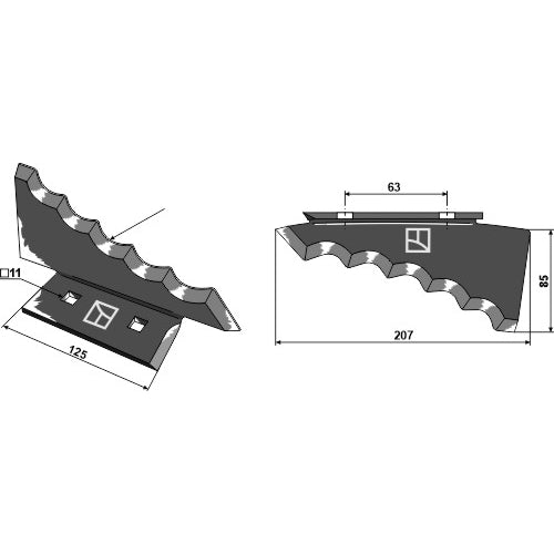 LS07-CMF-167 - Cuchilla para carro mezclador de forraje - dcha - Adaptable para Keenan