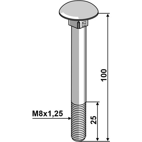 Tornillo - M8 galvanizado sin tuerca - LS11-TD603-015
