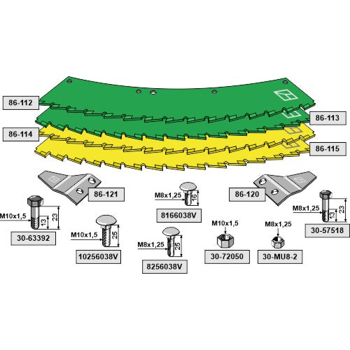 Kit - cuchillas de sierra para cosechadoras de ensilaje - LS06-CSE-020