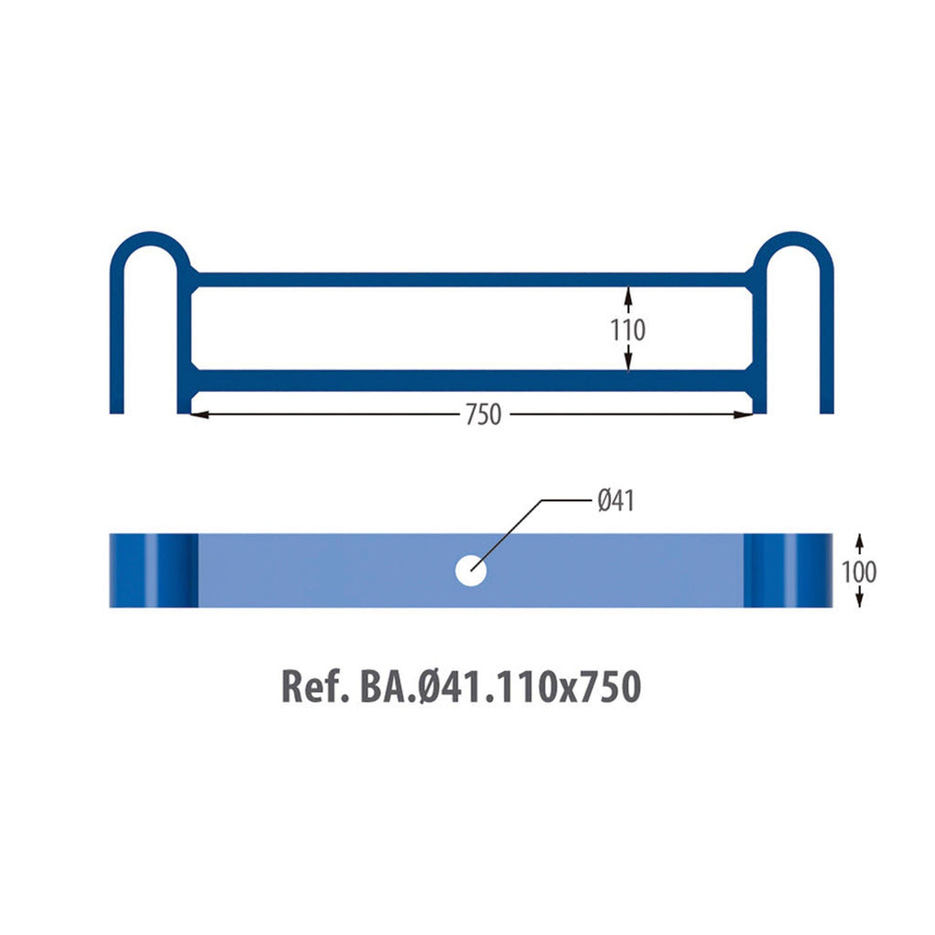 Barra de Elevador Ø 41 / 110 x 750 mm / Con U