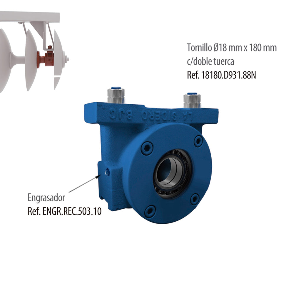 Carcasa doble rodamiento 6211 Ø40 Montada - Paño trasero