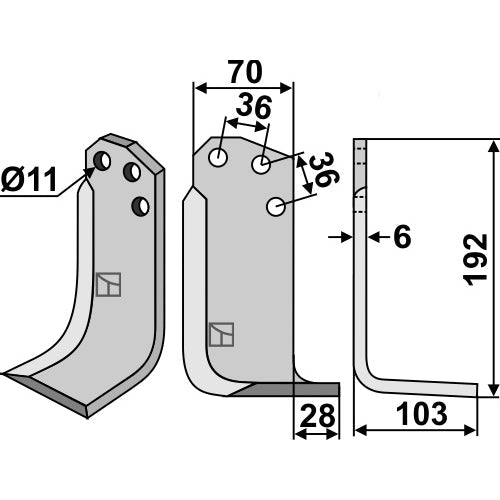 LS02-CUR-0021 - Cuchilla lado derecho - Adaptable para Agria