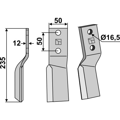 LS02-CUR-0083 - Cuchilla de rotavator lado izquierdo - Adaptable para Badalini
