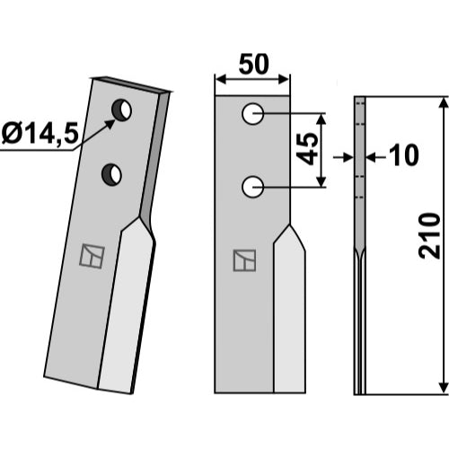LS02-CUR-0214 - Cuchilla de rotavator - Adaptable para Breviglieri
