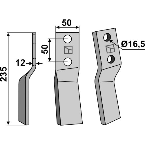 LS02-CUR-0607 - Cuchilla de rotavator lado izquierdo - Adaptable para Howard