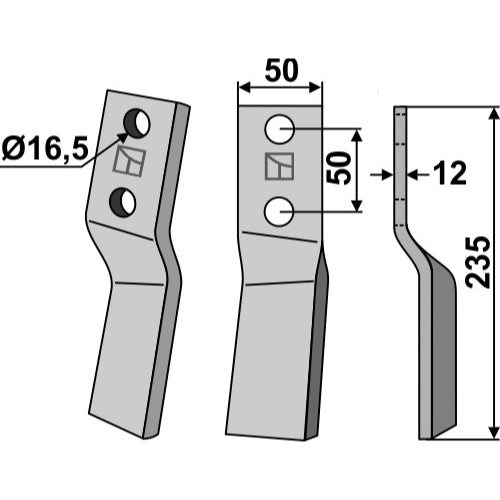 LS02-CUR-0608 - Cuchilla de rotavator lado derecho - Adaptable para Howard