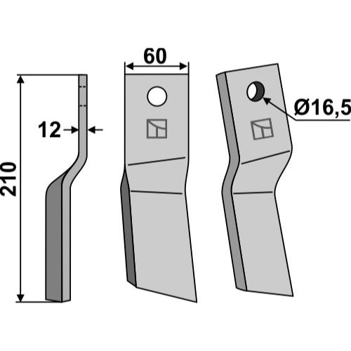 LS02-CUR-0635 - Cuchilla de rotavator lado izquierdo - Adaptable para Howard