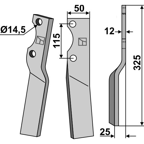 LS02-CUR-0638 - Cuchilla de rotavator lado derecho - Adaptable para Howard