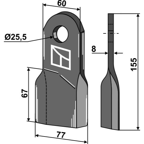 LS03-CUD-611 - Cuchilla - lado izquierdo - Adaptable para Röll