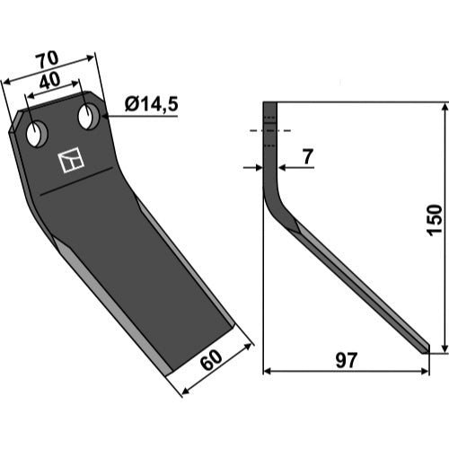 LS02-CUR-0693 - Cuchilla de rotavator - Adaptable para Maletti / Kverneland