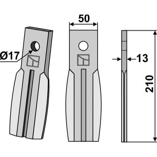 LS02-CUR-0710 - Cuchilla de rotavator - Adaptable para Kongskilde