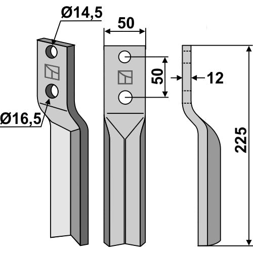 LS02-CUR-0720 - Cuchilla de rotavator - Adaptable para Krone