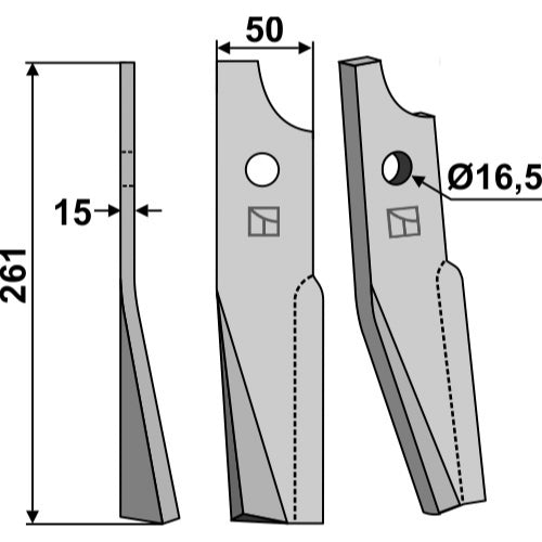 LS02-CUR-0745 - Cuchilla de rotavator lado izquierdo - Adaptable para Kuhn